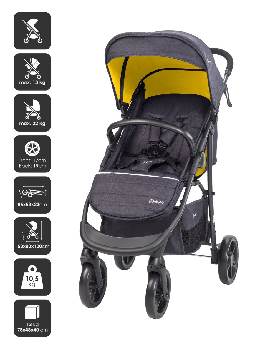 Babygo Style Mustard 3-in-1 Kinderwagen Incl. Autostoel 6322 - Afbeelding 4