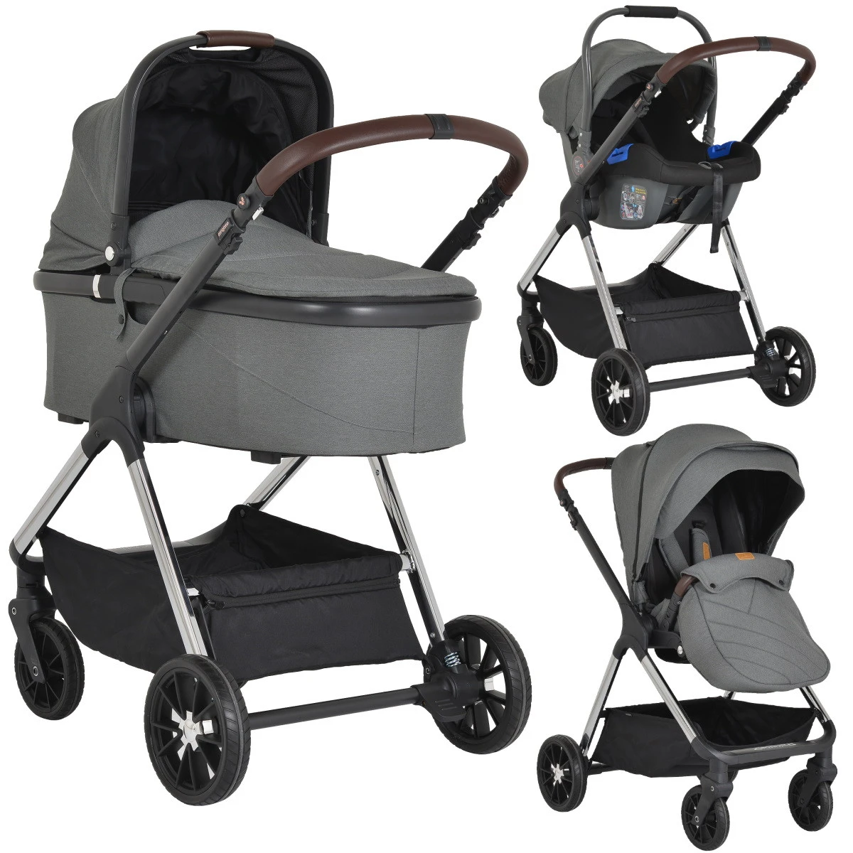 Cangaroo Empire Dark Grey 3-in-1 Kinderwagen Incl. Autostoel