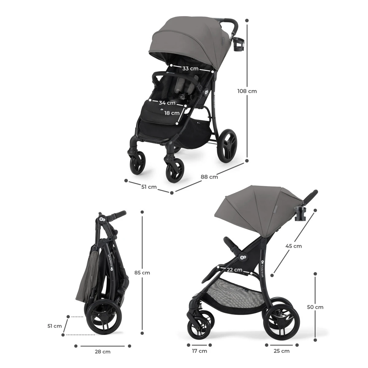 Kinderkraft Askoy Cozy Grey Wandelwagen KSASKO00GRY0000 - Afbeelding 8