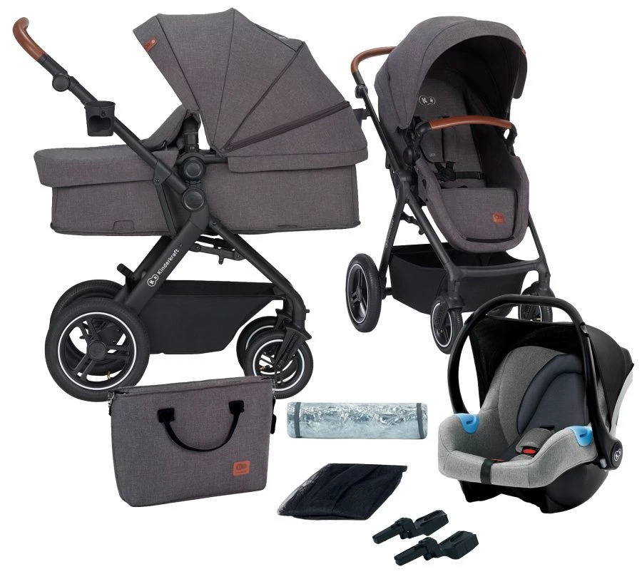 Kinderkraft B-Tour Ash Grey 3-in-1 Combi Kinderwagen Incl. Autostoel KSBTOU00DGR3000