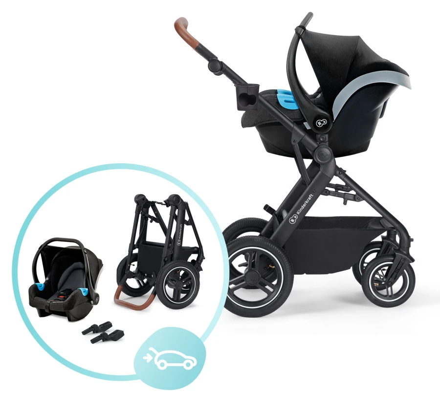 Kinderkraft B-Tour Deep Black 3-in-1 Combi Kinderwagen Incl. Autostoel KSBTOU00BLK3000 - Afbeelding 11