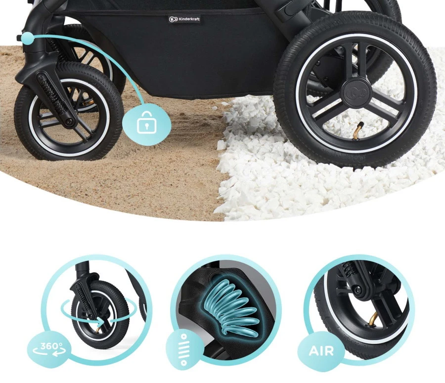 Kinderkraft B-Tour Deep Black 3-in-1 Combi Kinderwagen Incl. Autostoel KSBTOU00BLK3000 - Afbeelding 12