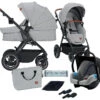 Kinderkraft B-Tour Silver Grey 3-in-1 Combi Kinderwagen Incl. Autostoel KSBTOU00LGR3000