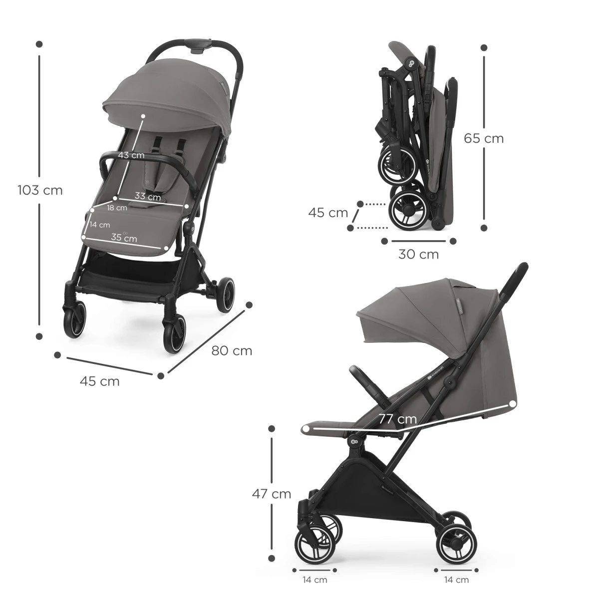 Kinderkraft Indy 2 Cozy Grey Wandelwagen KSINDY00GRY0000 - Afbeelding 7
