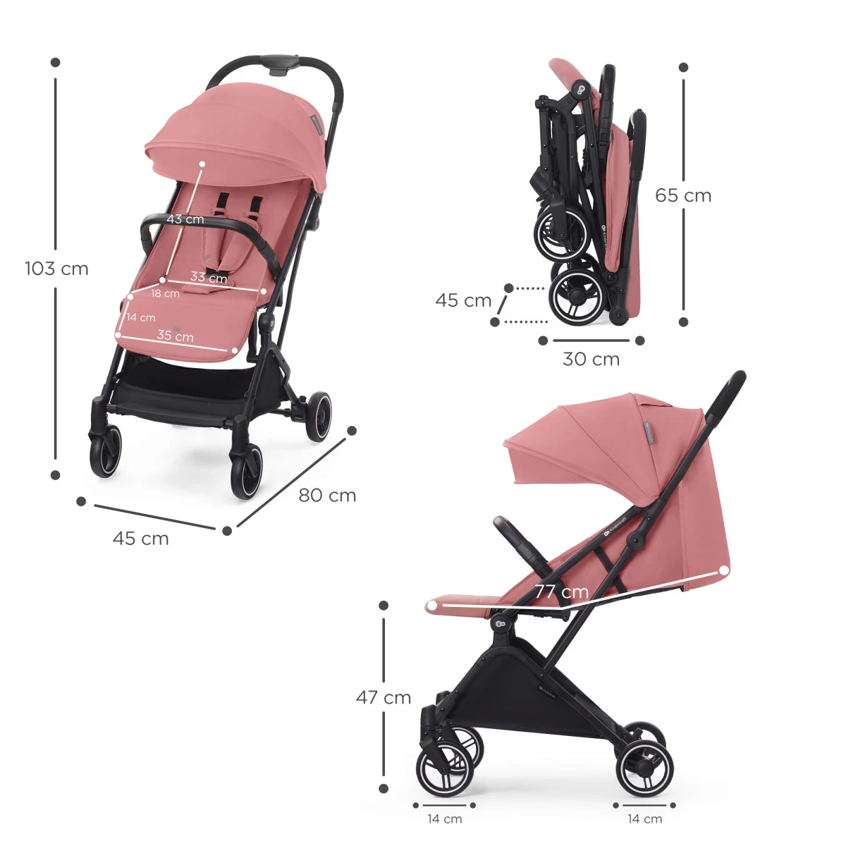 Kinderkraft Indy 2 Dhalia Pink Wandelwagen KSINDY00PNK0000 - Afbeelding 7