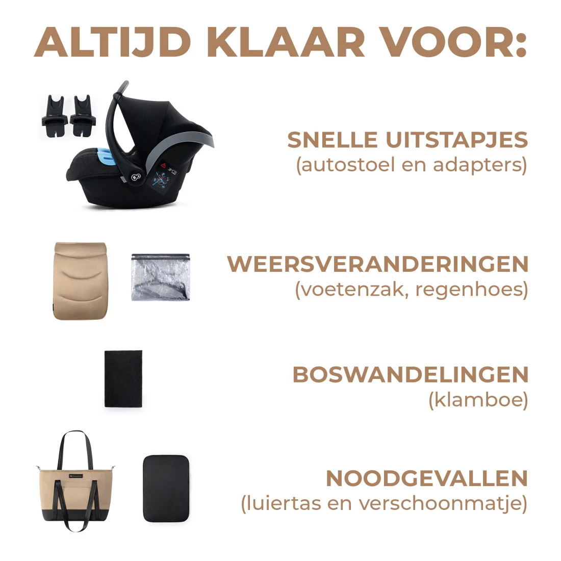 Kinderkraft Prime 2 Sandrose Beige 3-in-1 Kinderwagen Incl. Autostoel KSPRIM02BEG3000 - Afbeelding 8