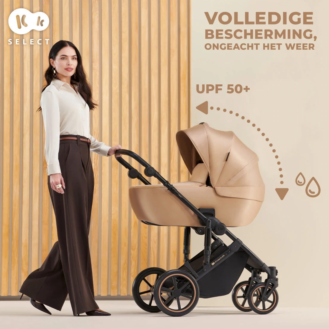 Kinderkraft Prime 2 Sandrose Beige 3-in-1 Kinderwagen Incl. Autostoel KSPRIM02BEG3000 - Afbeelding 14