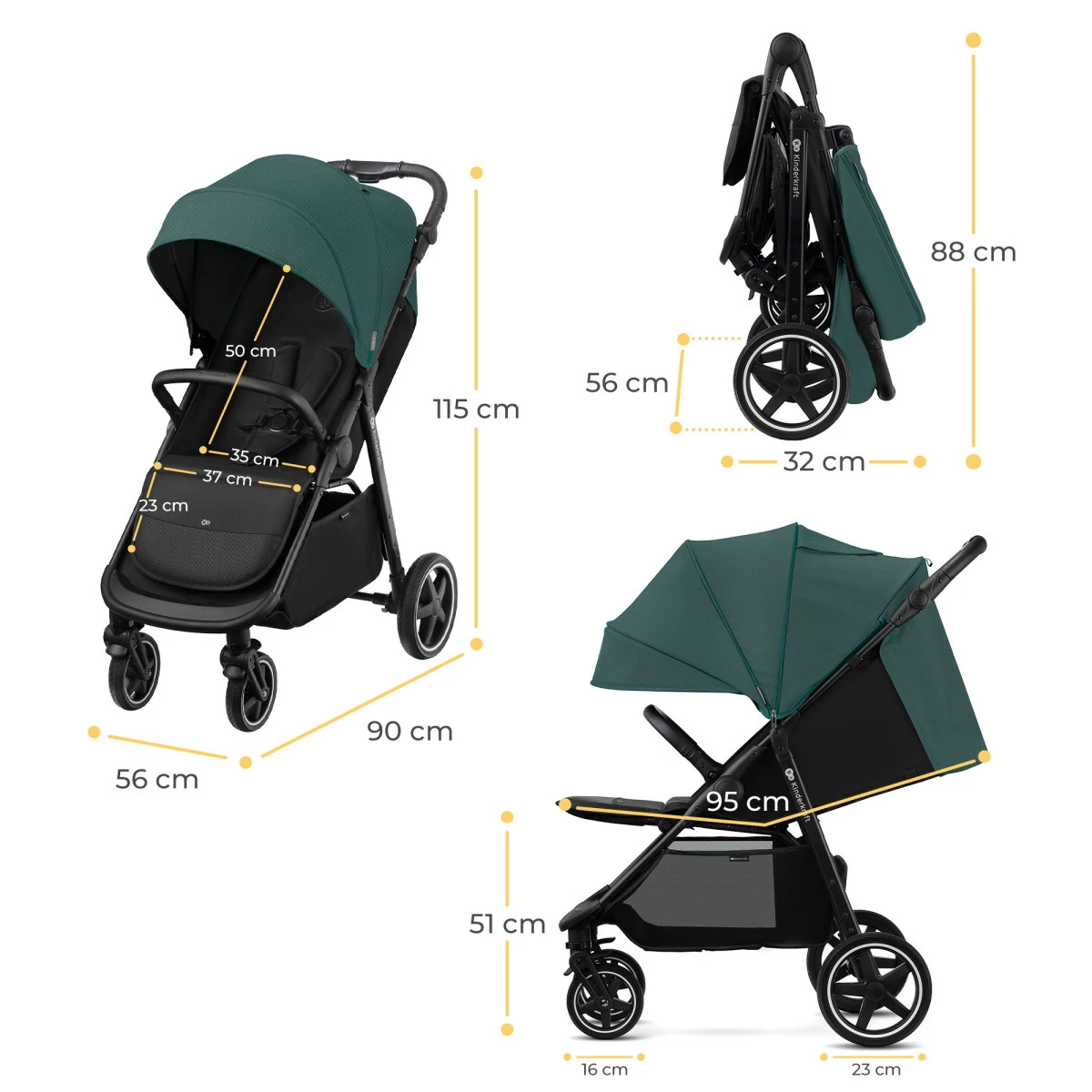 Kinderkraft Route Midnight Black Wandelwagen KSROUT00BLK0000 - Afbeelding 18