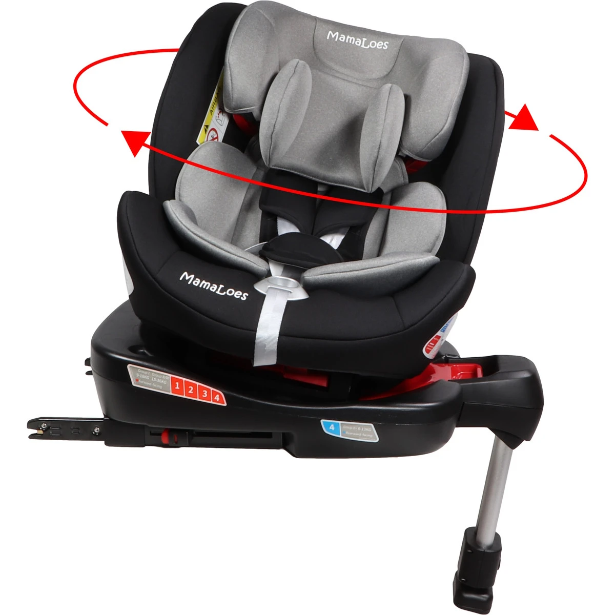 MamaLoes Max Grijs/Zwart 360° Isofix Autostoel 0-36kg ML050214 - Afbeelding 4